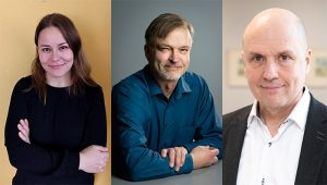 Kuvassa Petra Kuivala, Mikko Ketola ja Jyri Komulainen